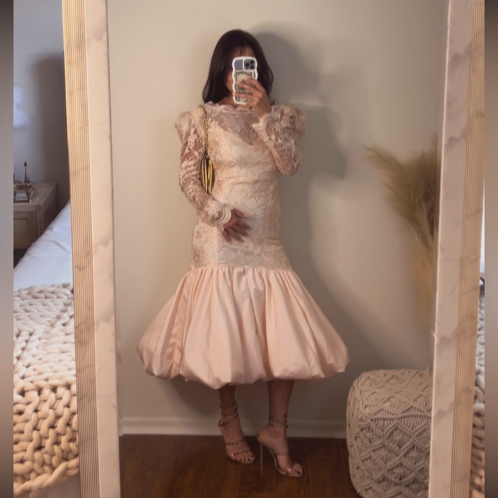 RARE 1980 Lace Pink Bubble Dress